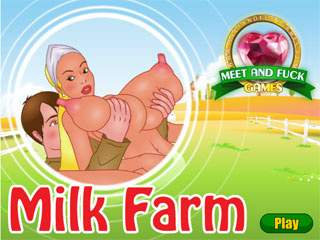 Busty girl milking in milk farm porn game