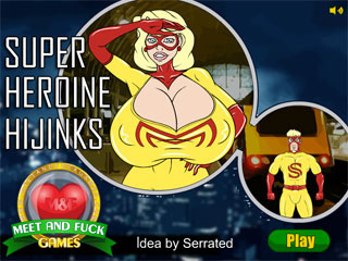 Super Heroine Hijinks fuck game online with flashing boobs