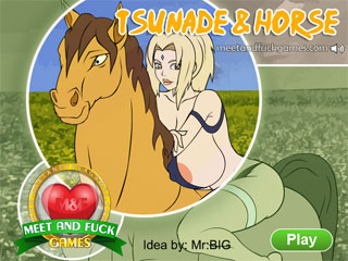 Tsunade and horse porn game with wet pussy rubbing